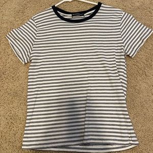 Blue and white striped brandy top